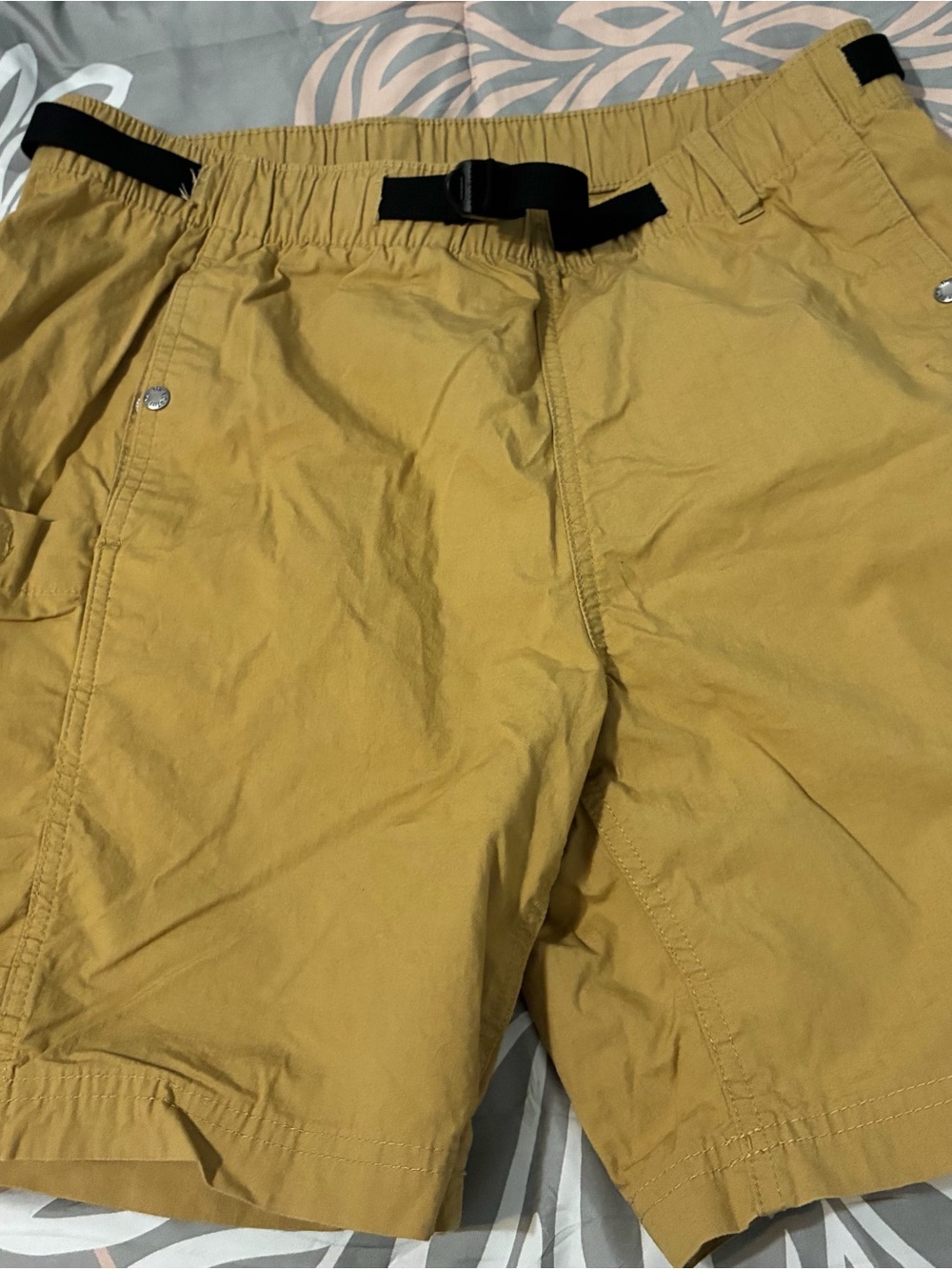 The North Face Men's Mustard Cargo Shorts with Integrated Belt, M